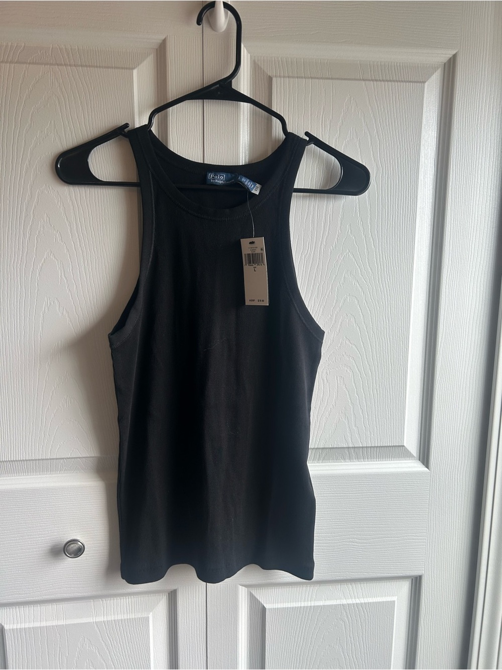 Polo by Ralph Lauren Black Ribbed High-Neck Tank